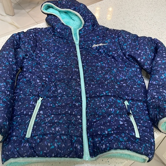 Eddie Bauer Kids Reversible Plush Hoodie Jacket size 10/12 - Picture 6 of 10